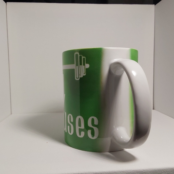 Hand Made - Fitness Funny Motivation Gains up Excuses down coffee mug - green - Picture 4 of 4